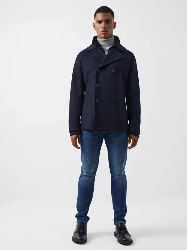 French Connection Double Breasted Layered Pea Coat