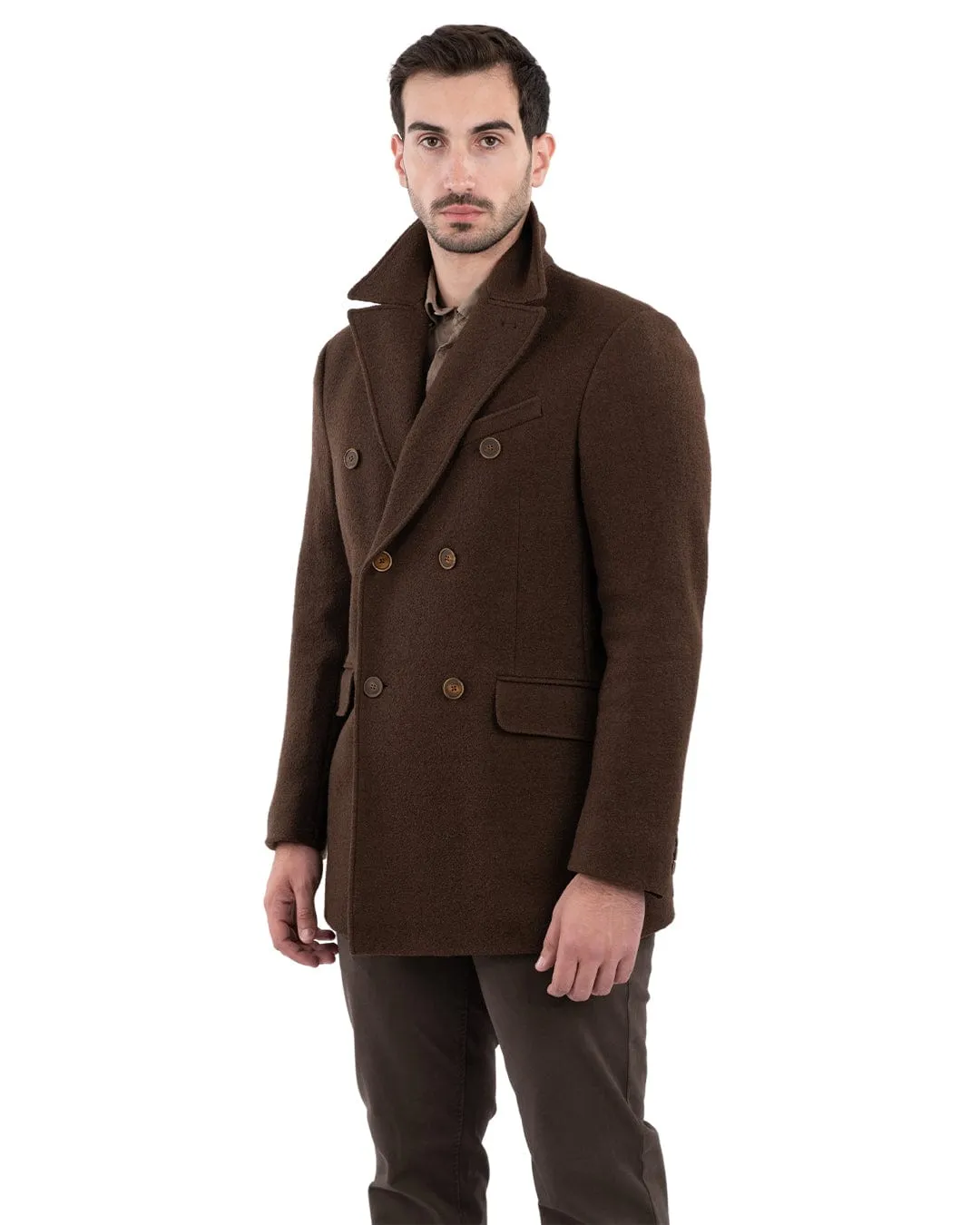 Gagliardi Wool Brown Pea Coat