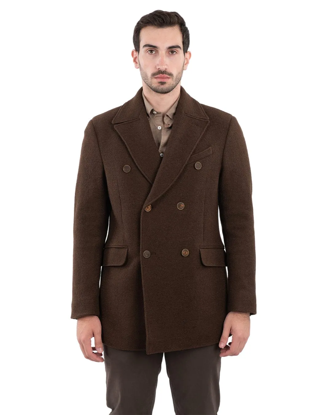 Gagliardi Wool Brown Pea Coat