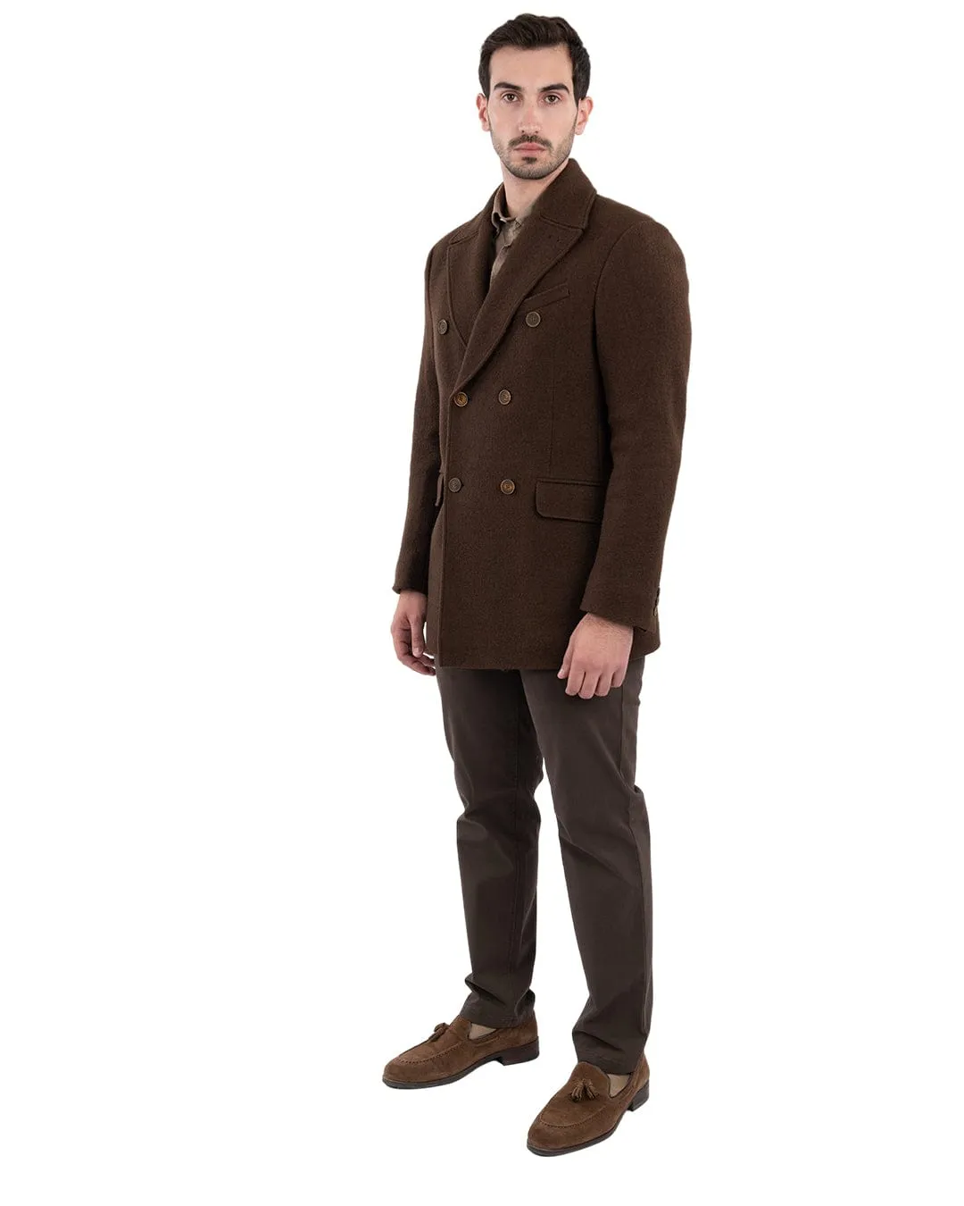 Gagliardi Wool Brown Pea Coat