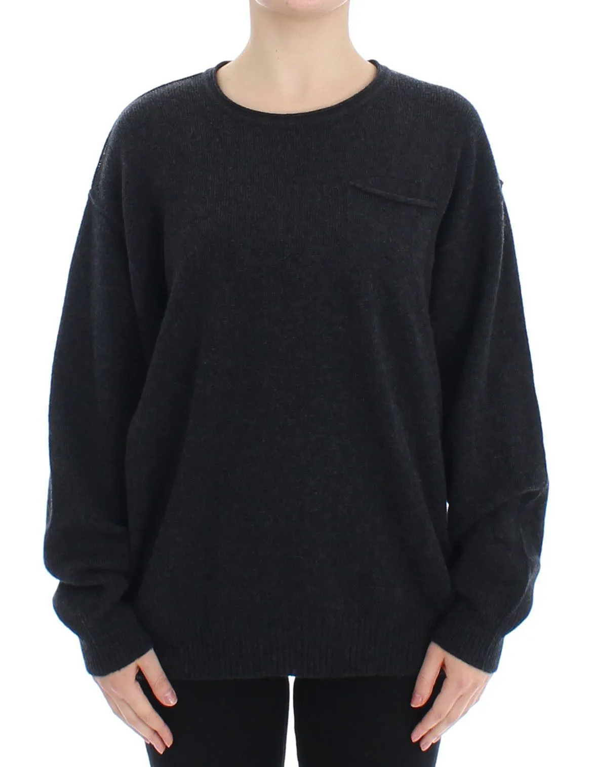Gray Cashmere Crewneck Sweater Pullover