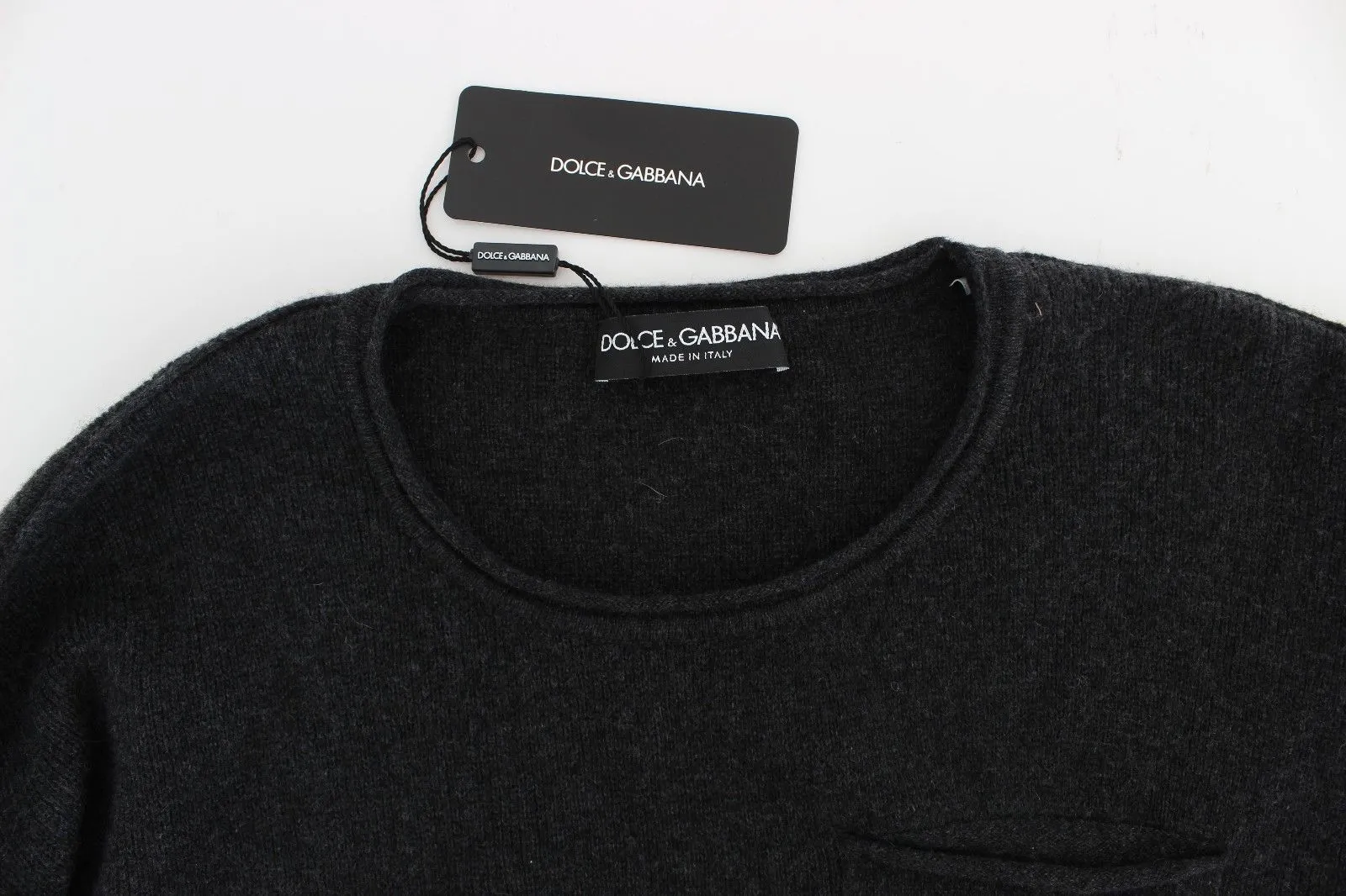 Gray Cashmere Crewneck Sweater Pullover