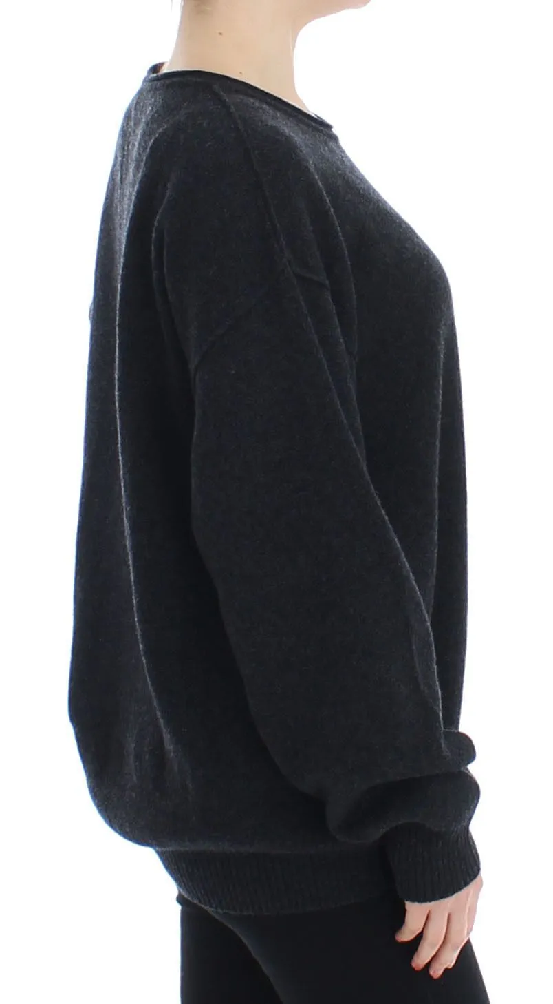 Gray Cashmere Crewneck Sweater Pullover