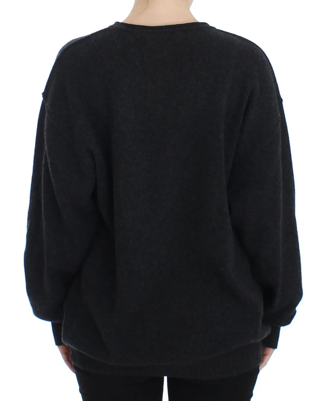 Gray Cashmere Crewneck Sweater Pullover