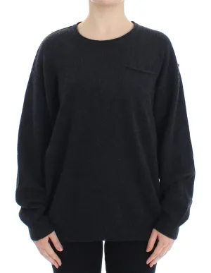 Gray Cashmere Crewneck Sweater Pullover