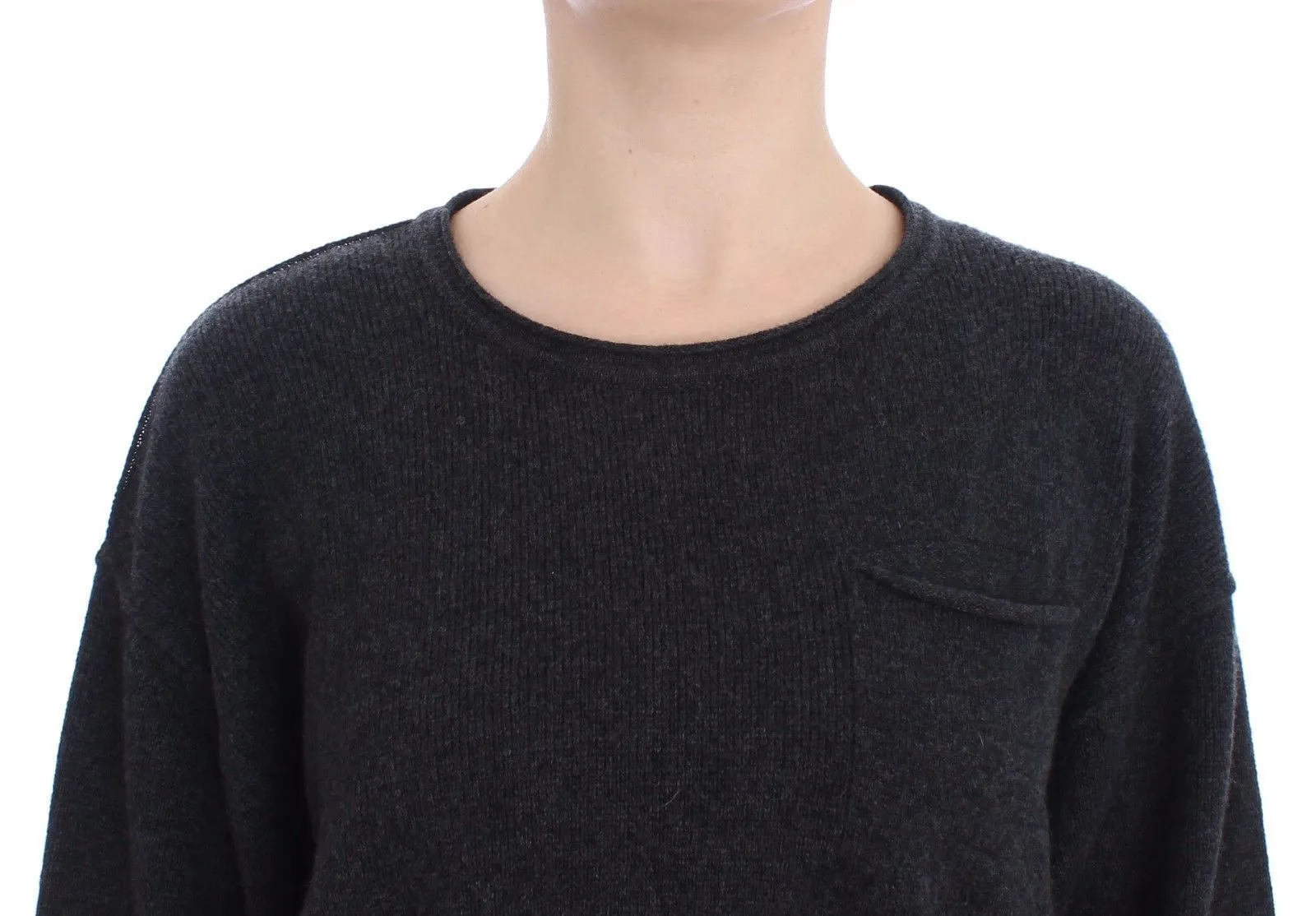 Gray Cashmere Crewneck Sweater Pullover