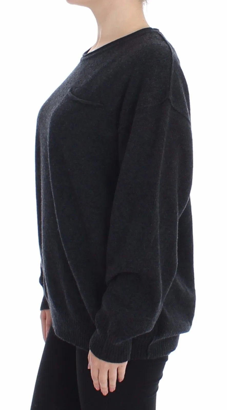 Gray Cashmere Crewneck Sweater Pullover