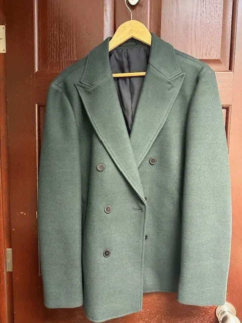 Greendouble breasted peacoat with notched collar