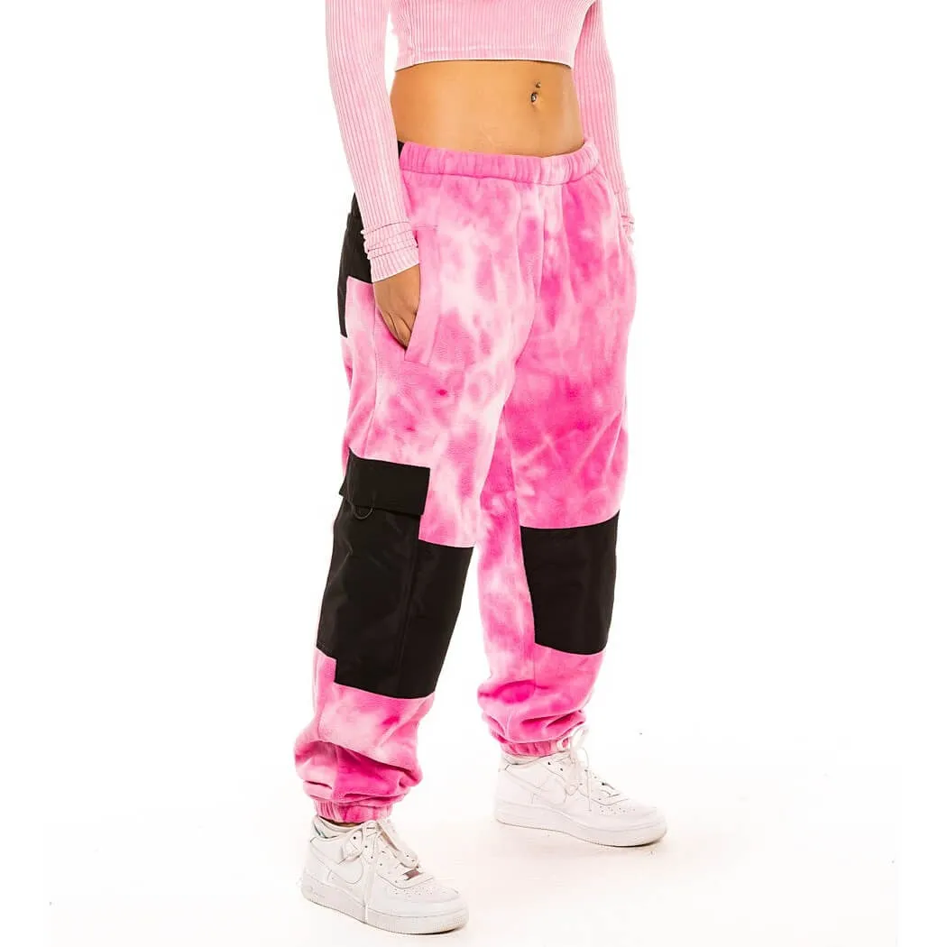 GRIMEY WEAR SPACE LADY GIRL POLAR FLEECE BLEACHED PANTS BLEACHED PINK