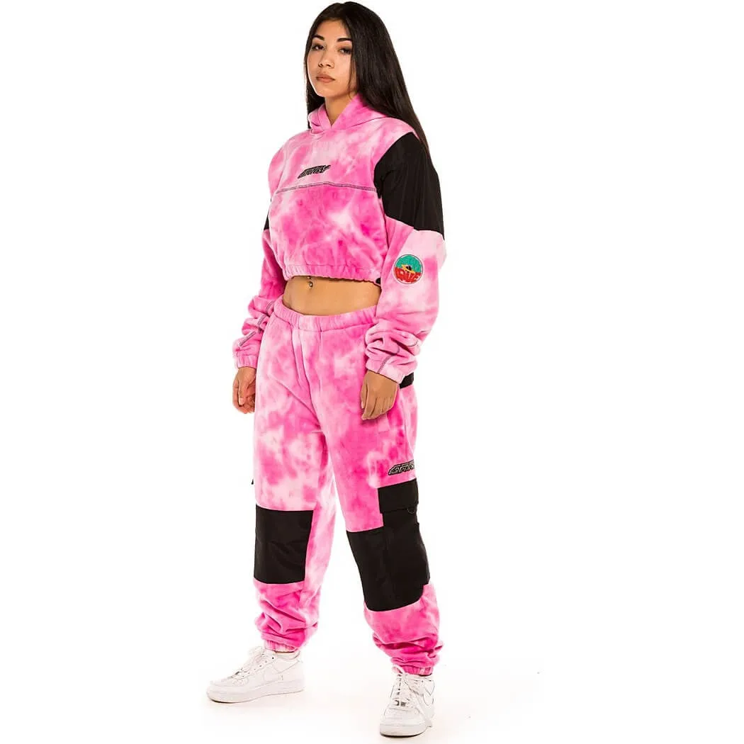 GRIMEY WEAR SPACE LADY GIRL POLAR FLEECE BLEACHED PANTS BLEACHED PINK