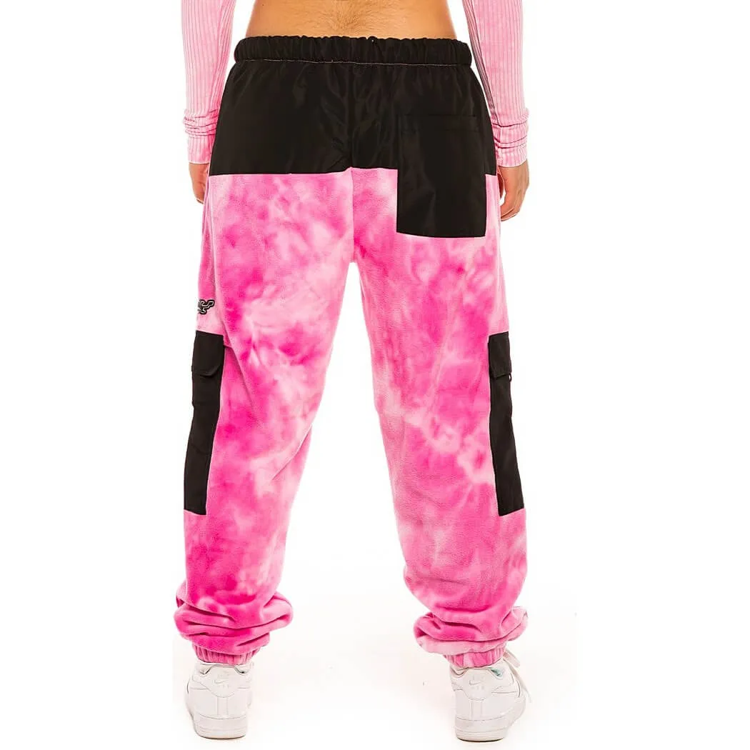 GRIMEY WEAR SPACE LADY GIRL POLAR FLEECE BLEACHED PANTS BLEACHED PINK