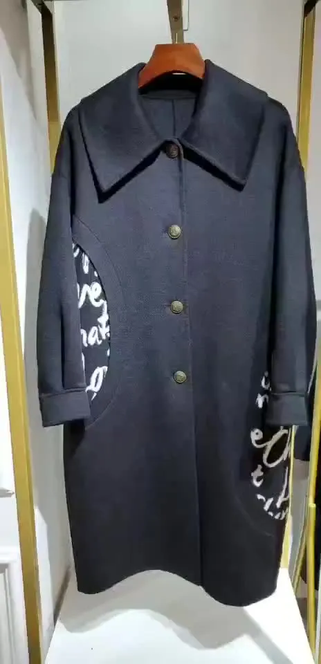 High quality winter long wool cashmere coat for women