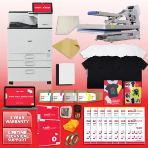IColor 800W White Toner DTF Printer - Elite Package With Hotronix Fusion 16" x 20" Heat Press