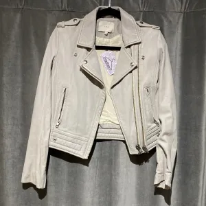 IRO Light Grey Leather Moto Jacket