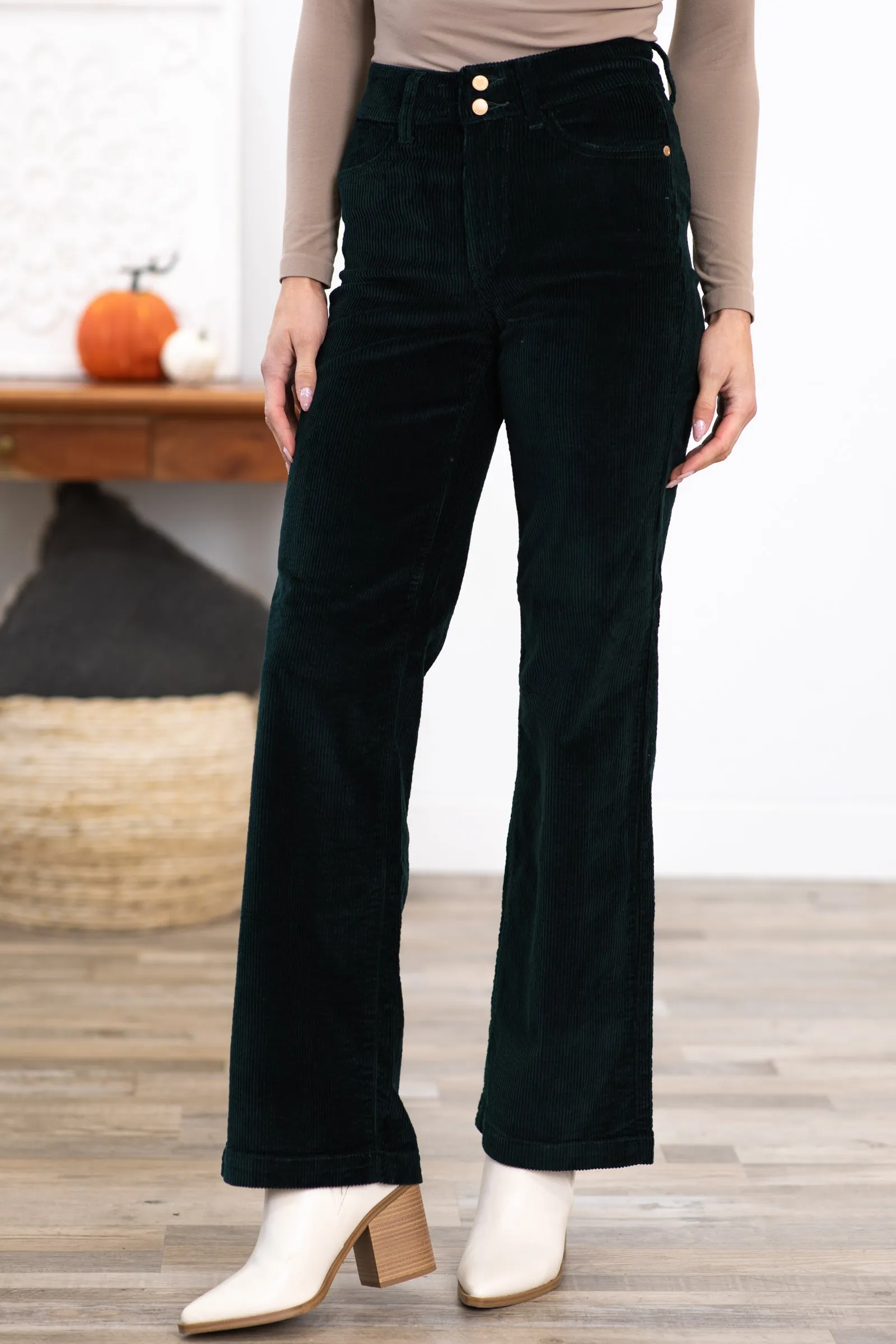Judy Blue Emerald Green Corduroy Trouser Pants