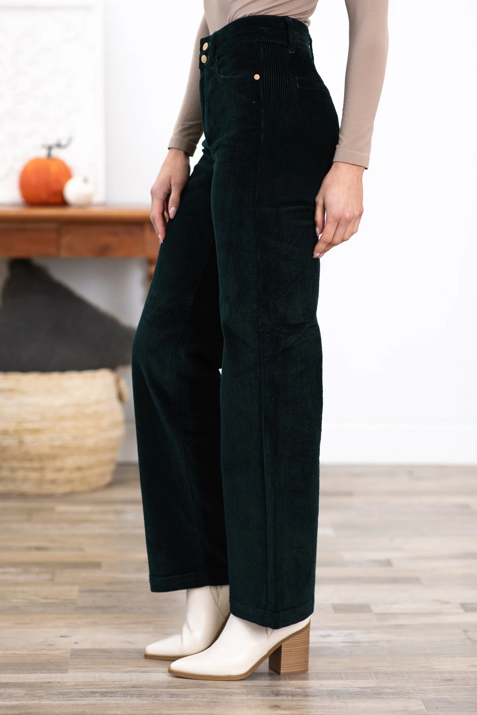 Judy Blue Emerald Green Corduroy Trouser Pants