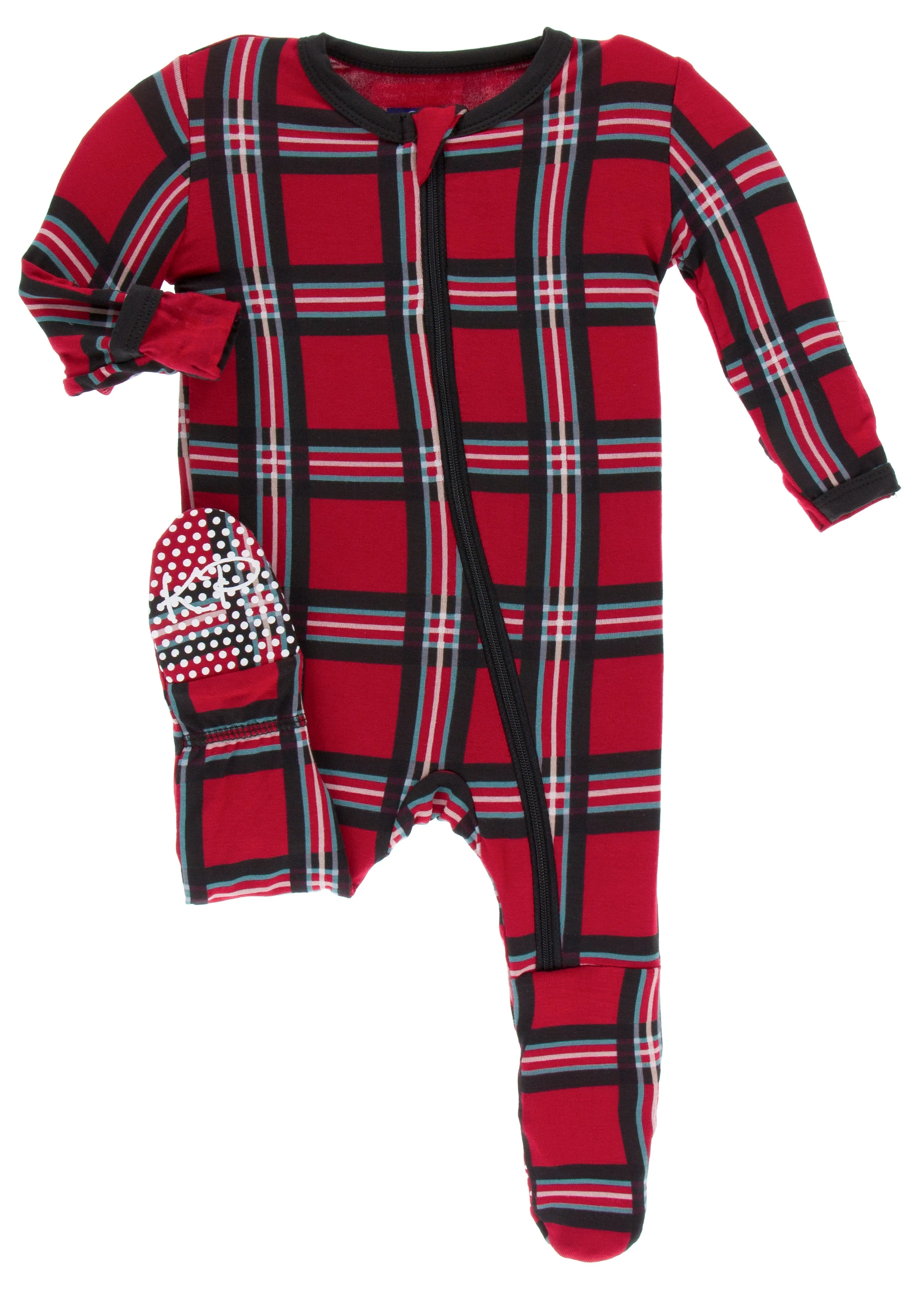 KicKee Pants Christmas Plaid 2019 Footie with Zipper