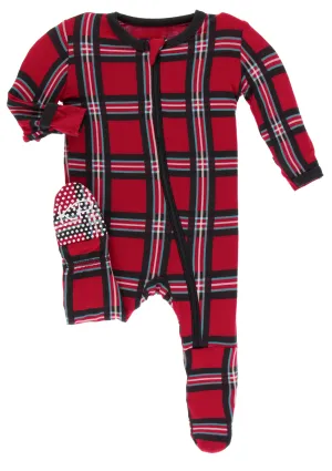 KicKee Pants Christmas Plaid 2019 Footie with Zipper
