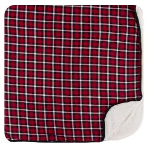 KicKee Pants Crimson 2020 Holiday Plaid Sherpa-Lined Throw Blanket