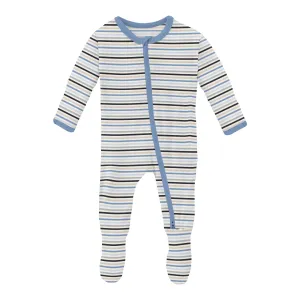 Kickee Pants Dream Rhyme Stripe Print Zipper Footie