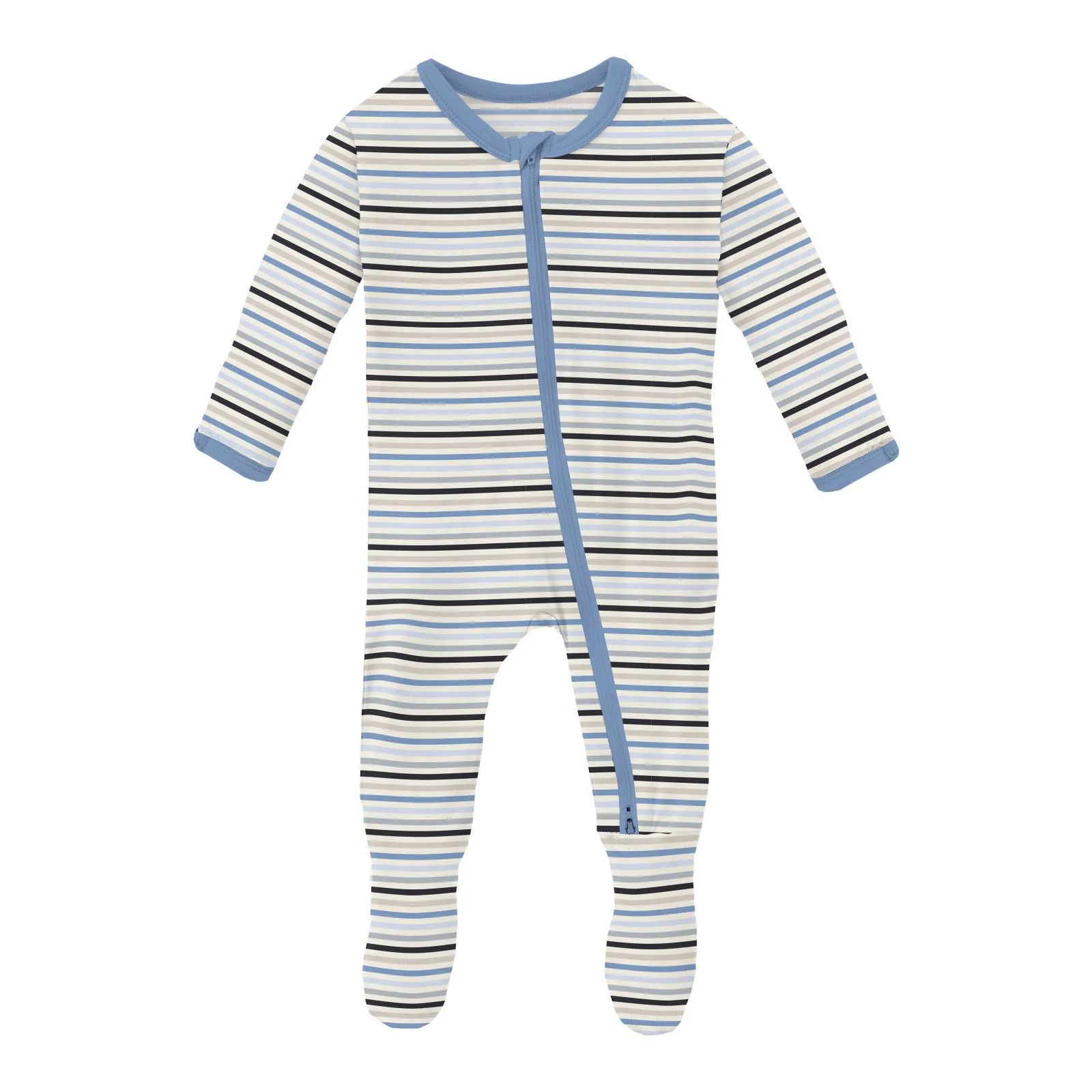 Kickee Pants Dream Rhyme Stripe Print Zipper Footie