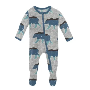 KicKee Pants Heather Mist Night Sky Bear Footie with Zipper