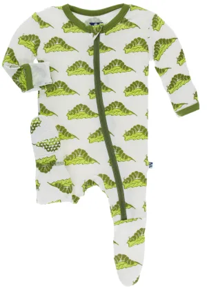 KicKee Pants Natural Caterpillars Footie with Zipper