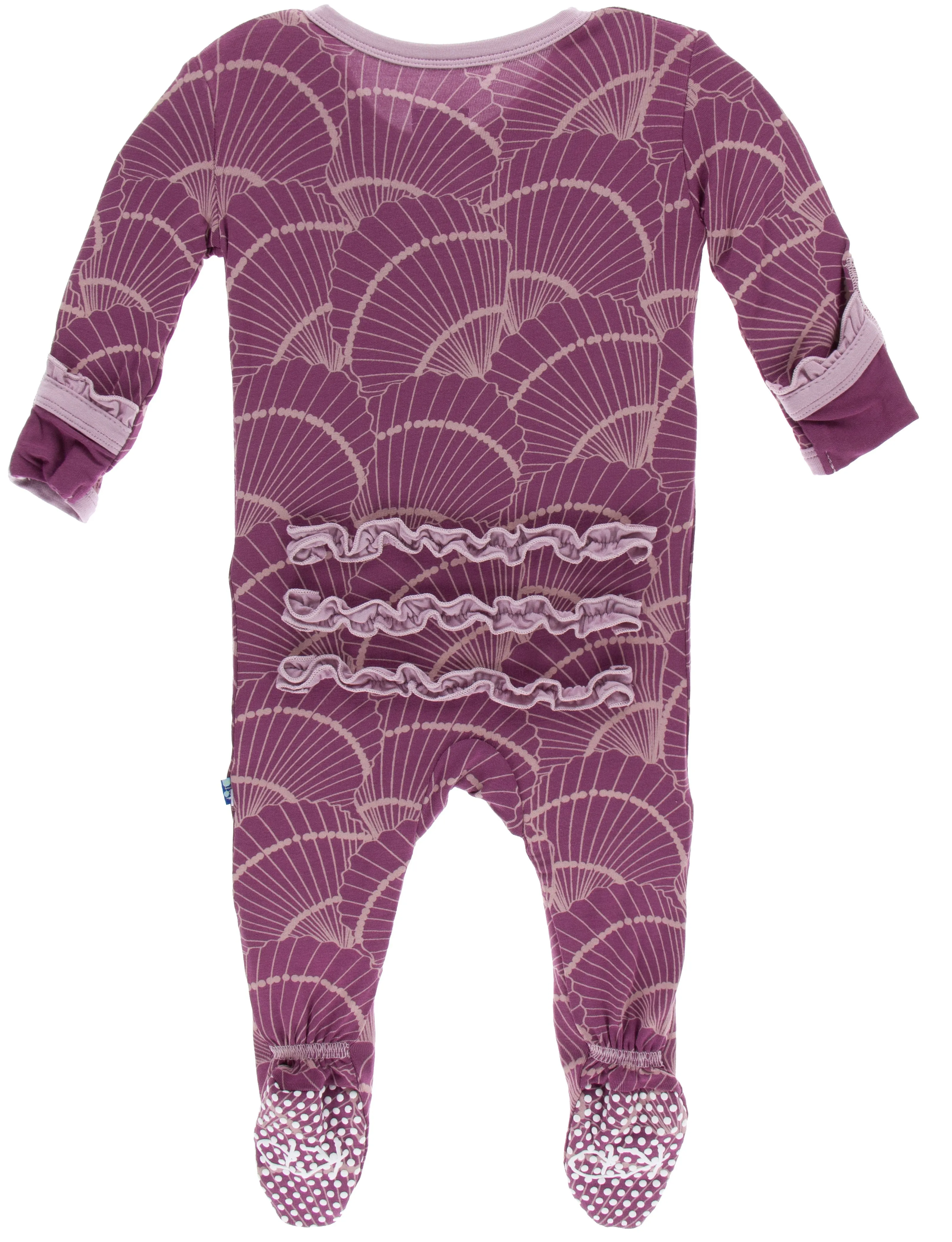 KicKee Pants Shell Fossils Classic Ruffle Footie with Zipper