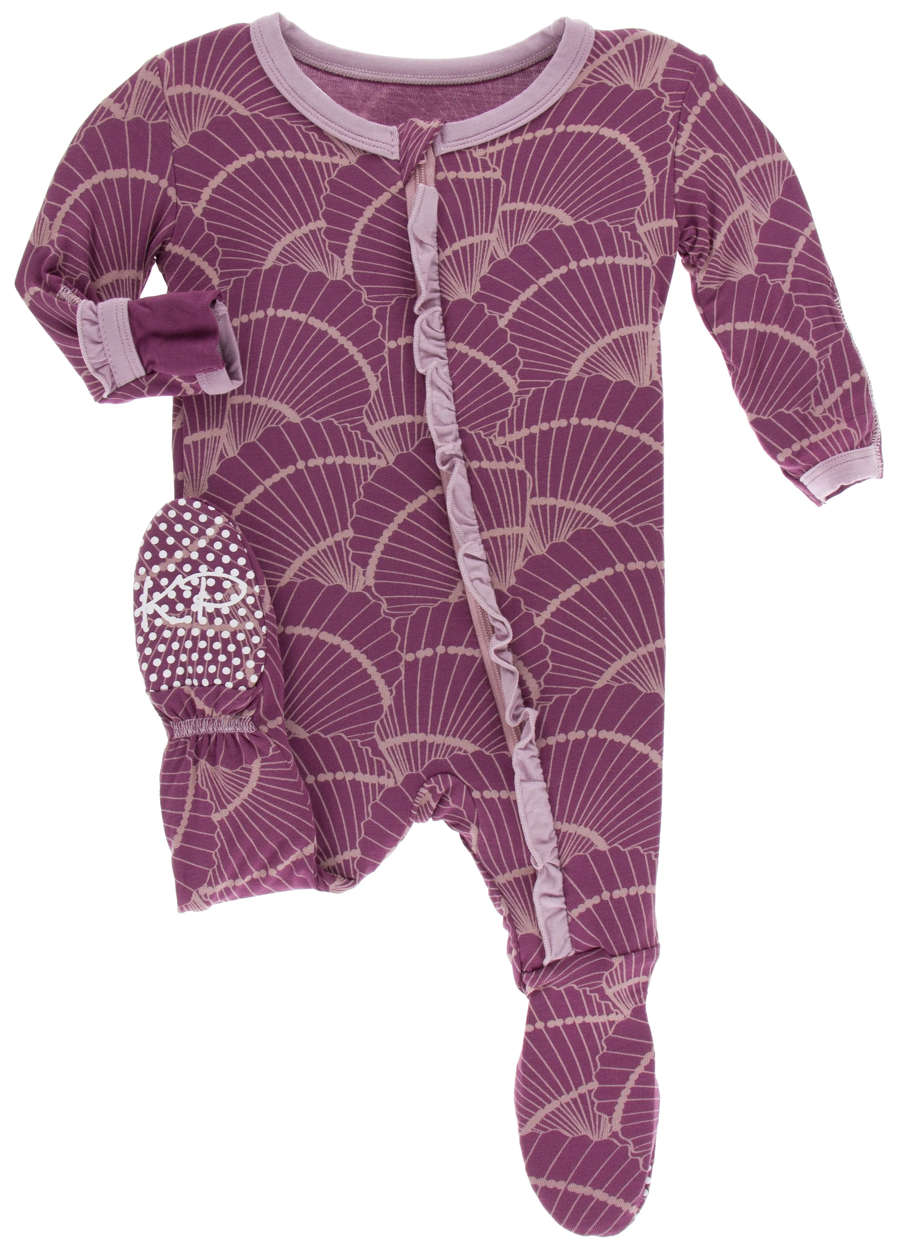 KicKee Pants Shell Fossils Classic Ruffle Footie with Zipper