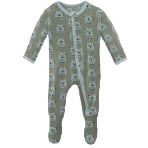 KicKee Pants Silver Sage Wise Owls Footie with Zipper