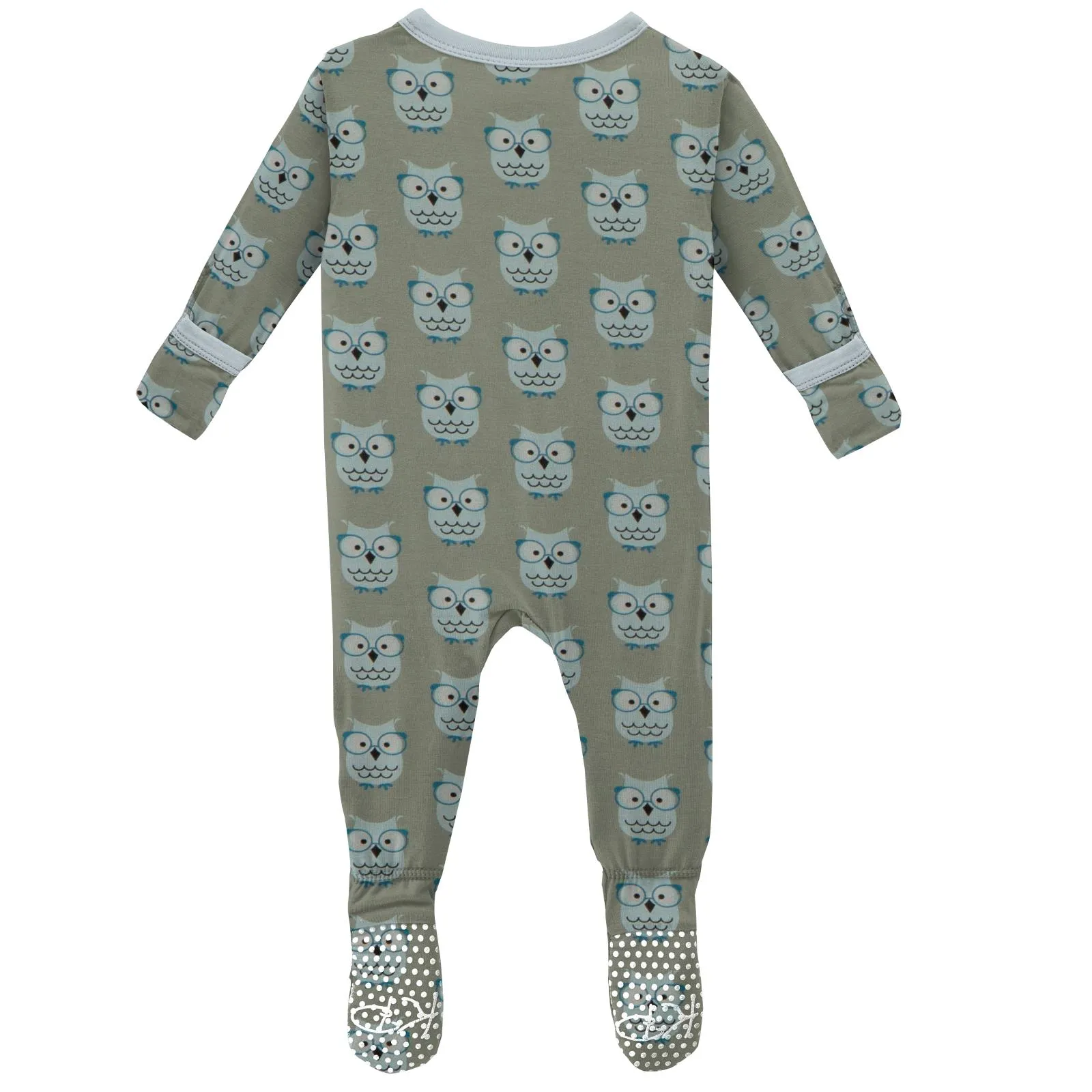 KicKee Pants Silver Sage Wise Owls Footie with Zipper