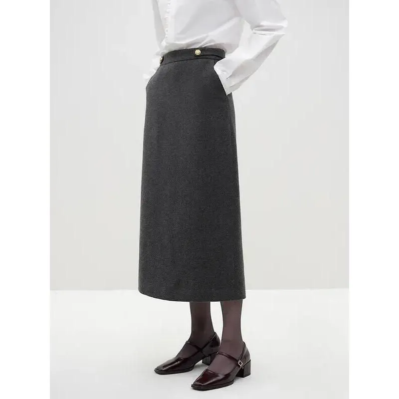 Korean Style Woolen Coat   Skirt Set for Stylish Women