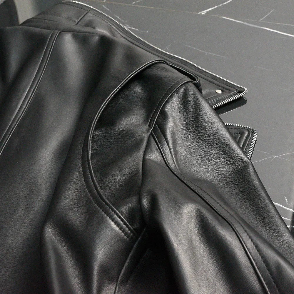 Lady Genuine Sheepskin Leather Black New Style Leather Coat