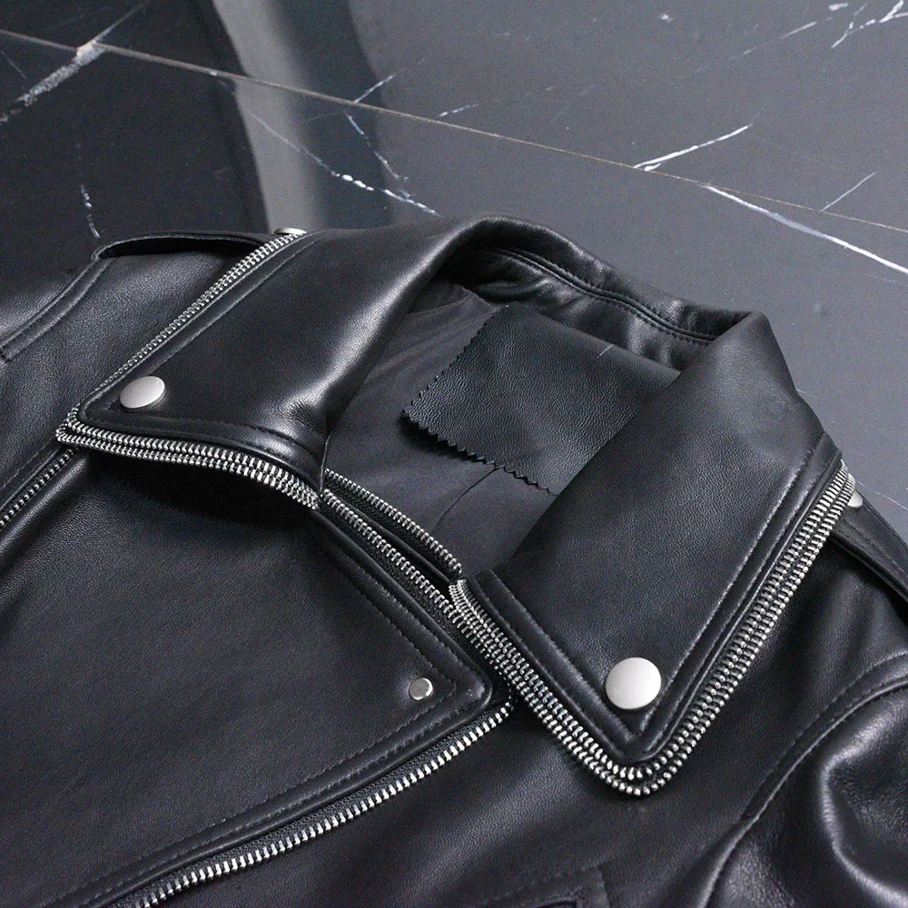 Lady Genuine Sheepskin Leather Black New Style Leather Coat