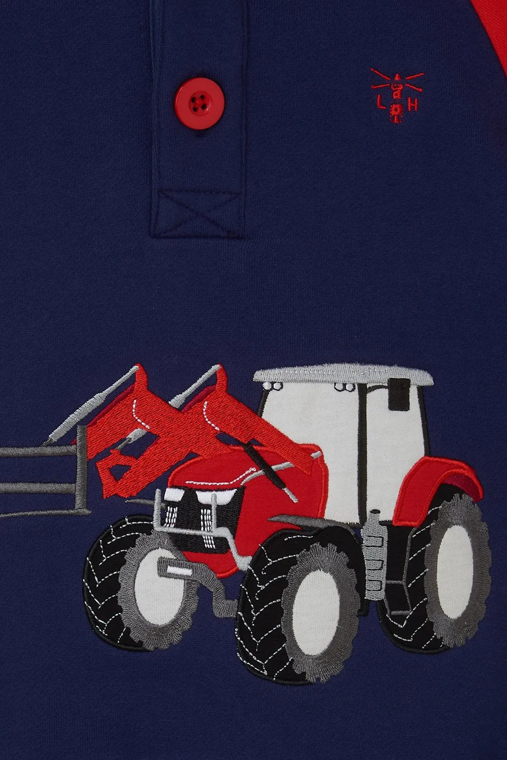 Lighthouse Jack Hoodie with Tractor Front Loader Applique  - Red & Navy