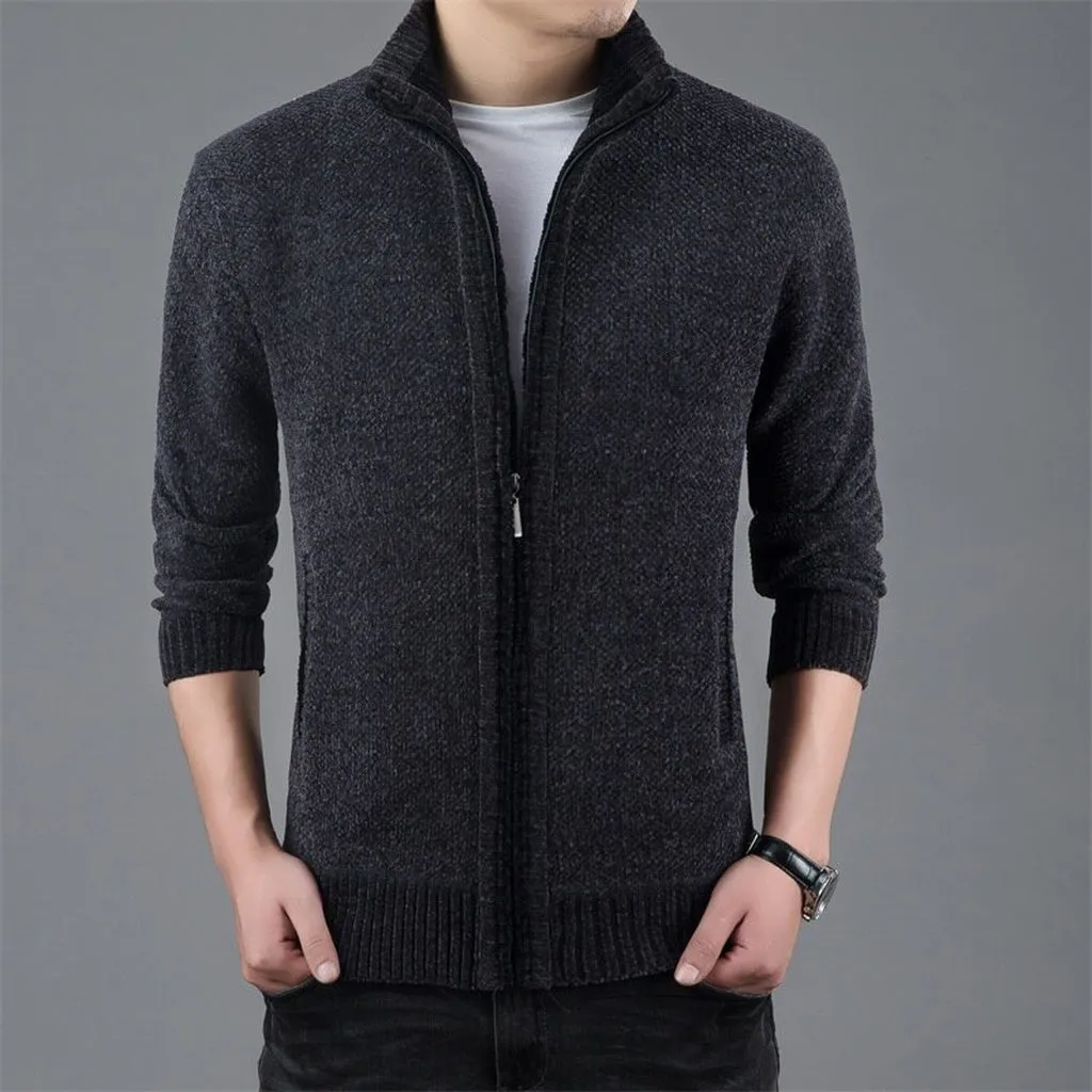 LISEAVEN - Original Sweater Thick Warm for Mens Cardigan Slim Fit Jumpers Knitwear Warm Autumn Korean Style Casual Clothing Men Cardigans
