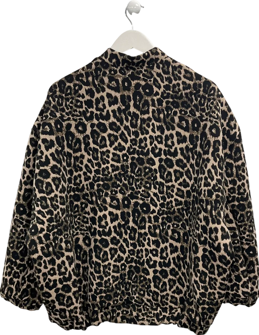 Lovika Brown Leopard Print Bomber Jacket One Size