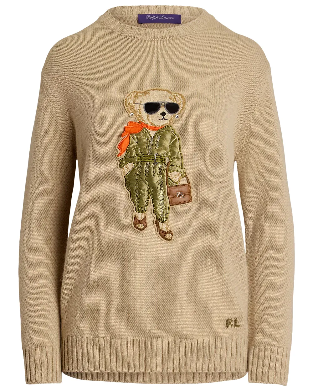 Lux Tan Cashmere Aviator Bear Sweater