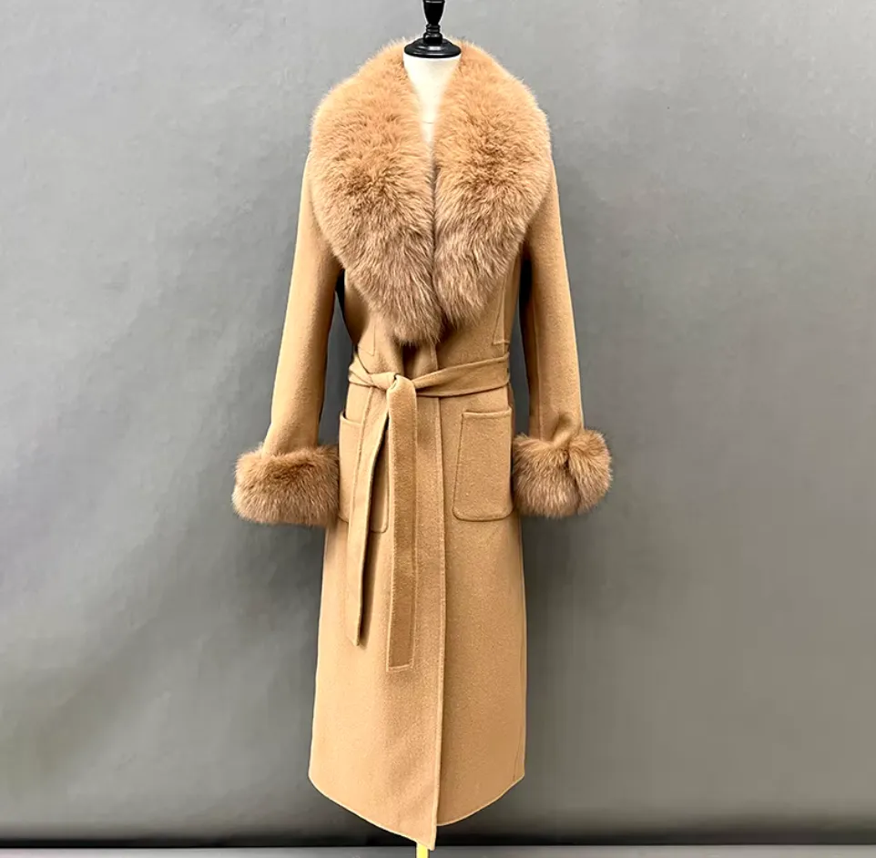 Malina | Cashmere Wool Coat with Fox Fur