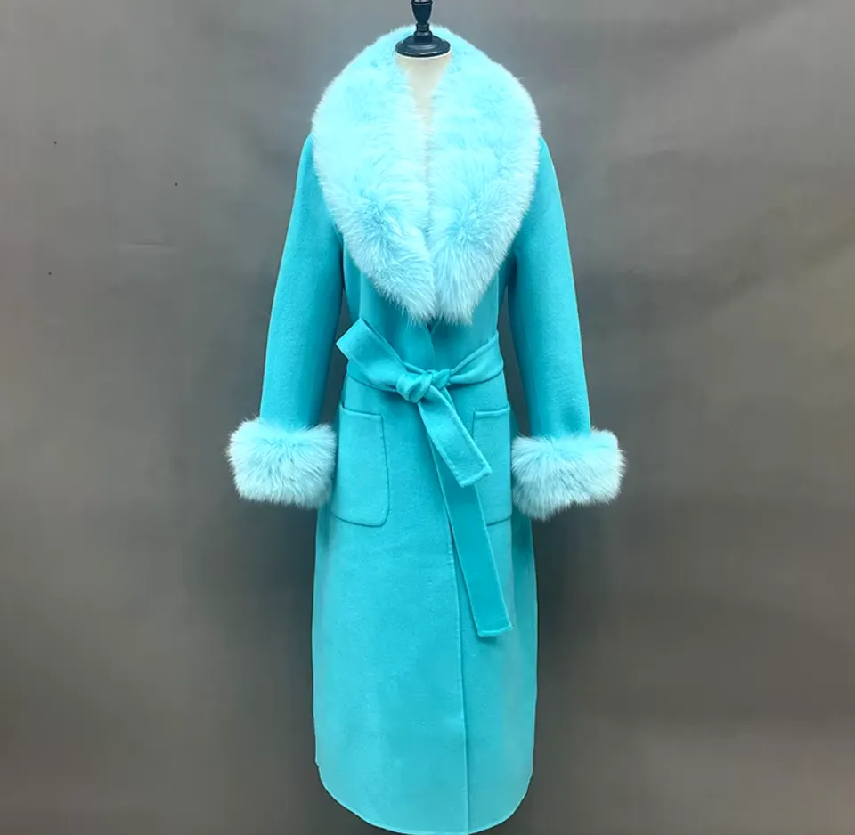 Malina | Cashmere Wool Coat with Fox Fur
