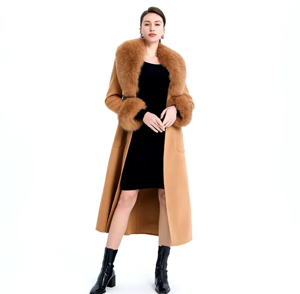 Malina | Cashmere Wool Coat with Fox Fur