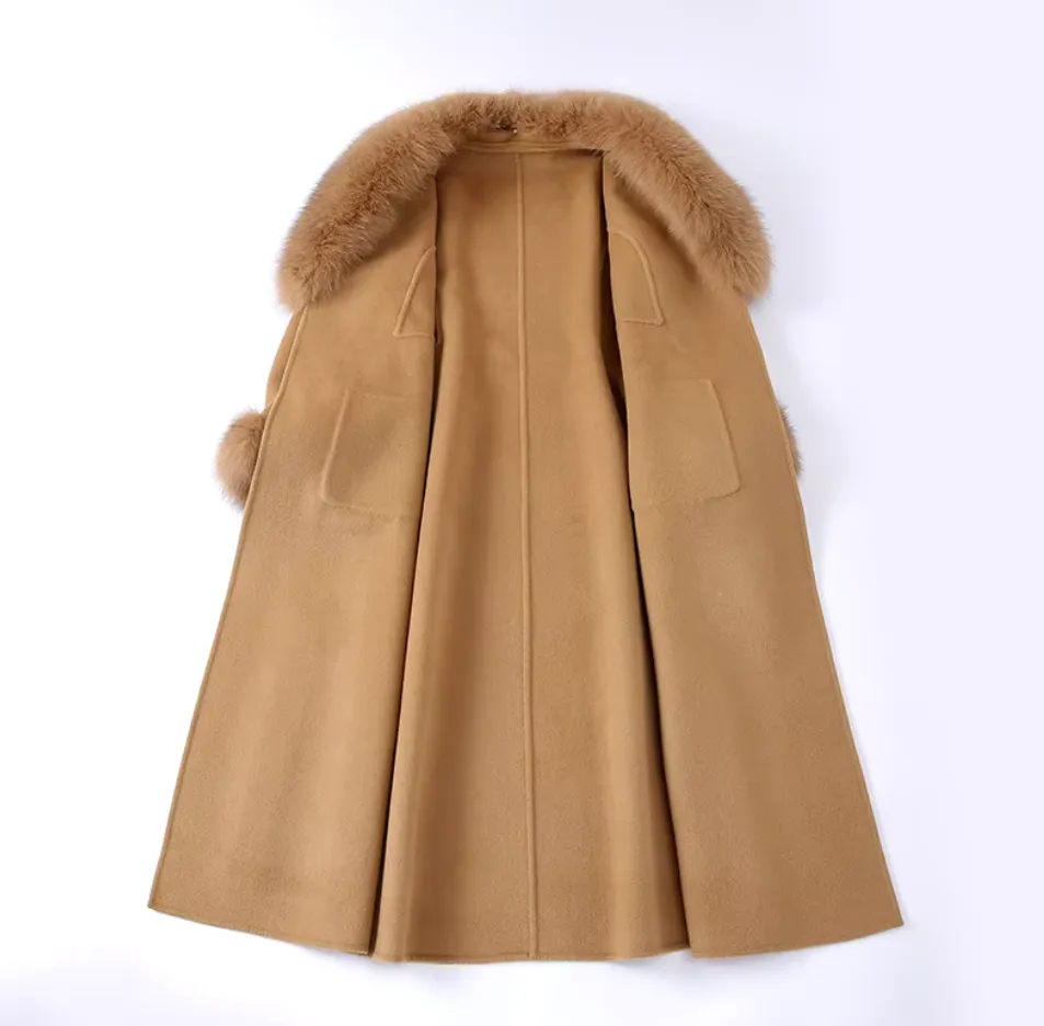 Malina | Cashmere Wool Coat with Fox Fur