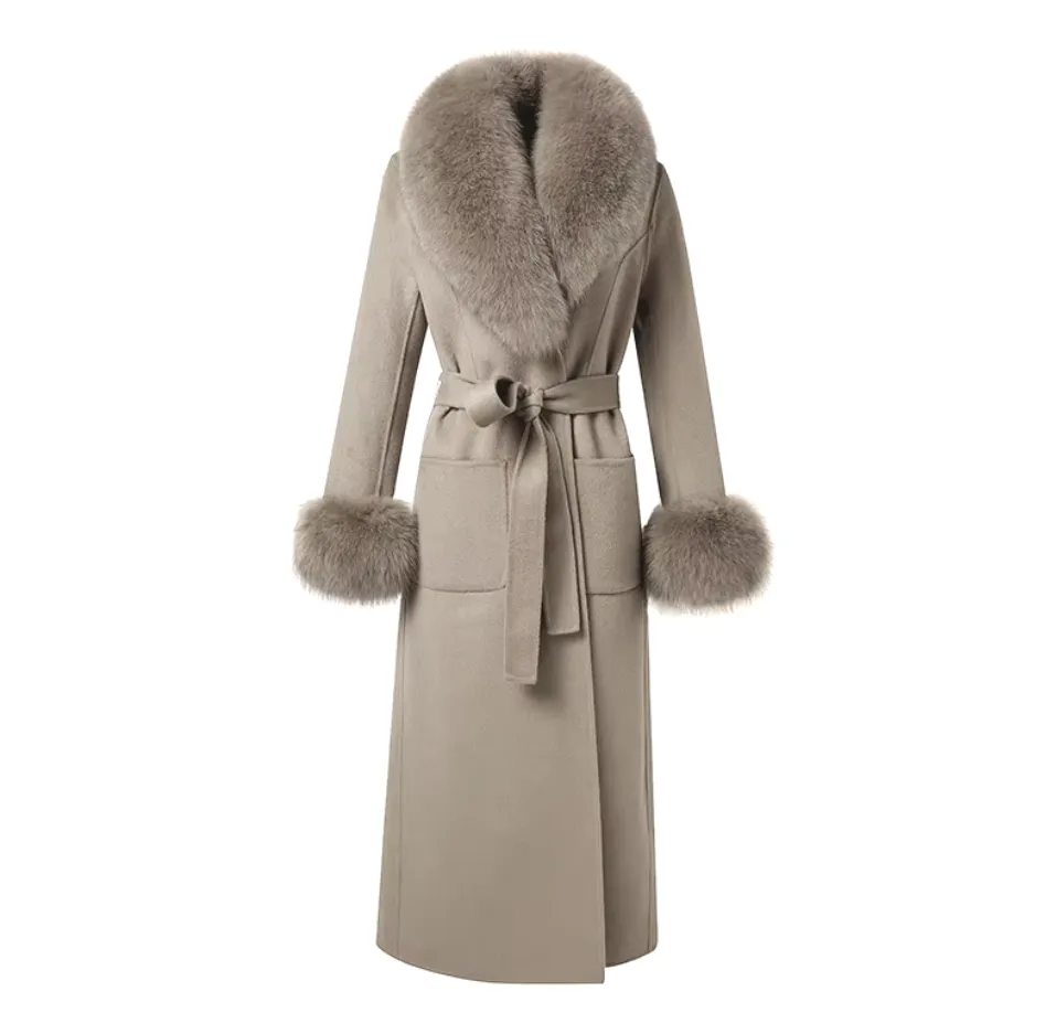 Malina | Cashmere Wool Coat with Fox Fur