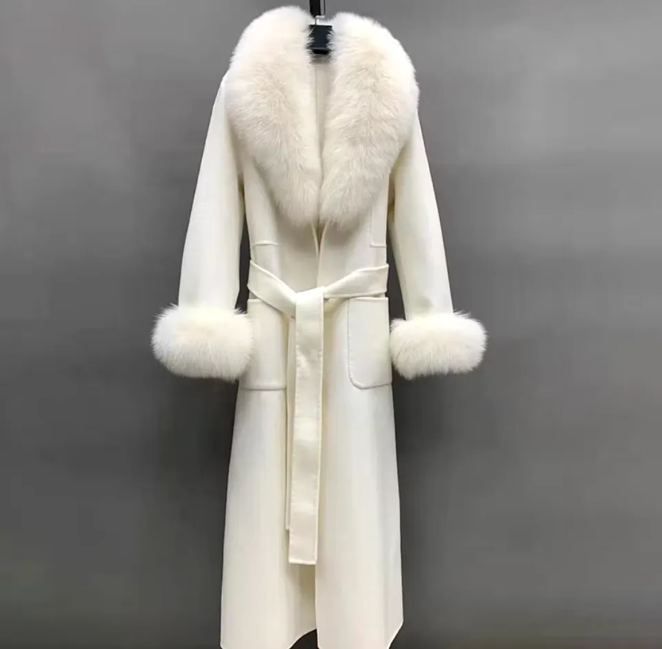Malina | Cashmere Wool Coat with Fox Fur