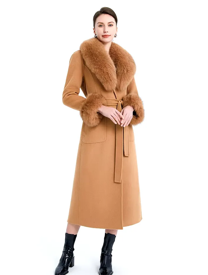 Malina | Cashmere Wool Coat with Fox Fur