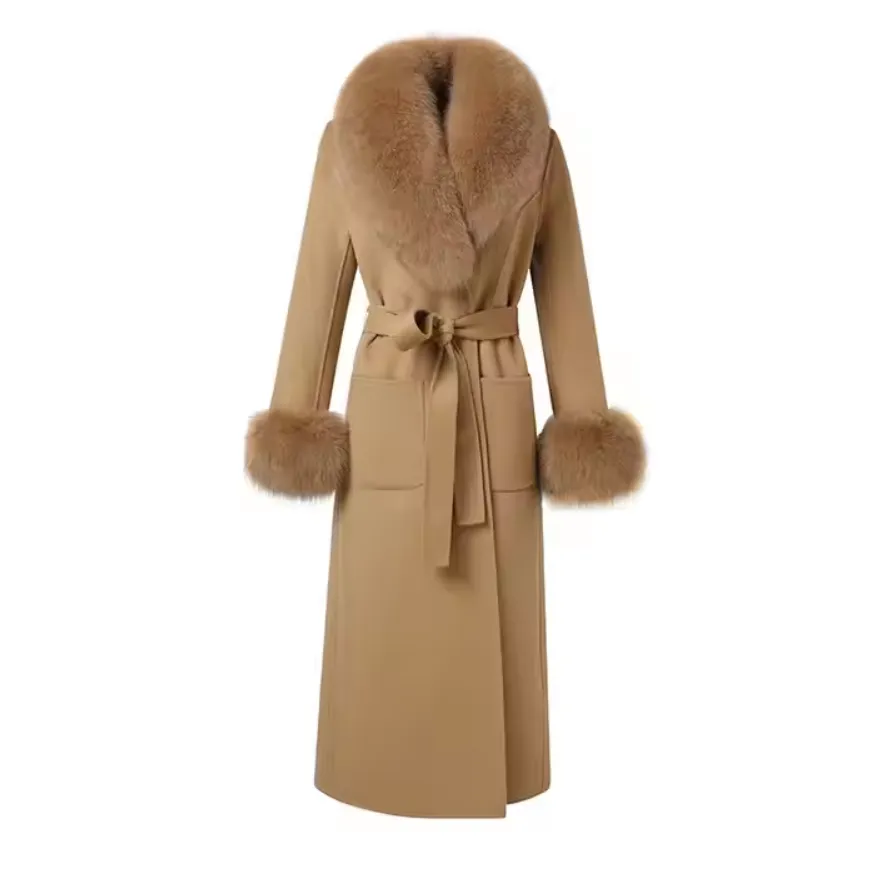 Malina | Cashmere Wool Coat with Fox Fur