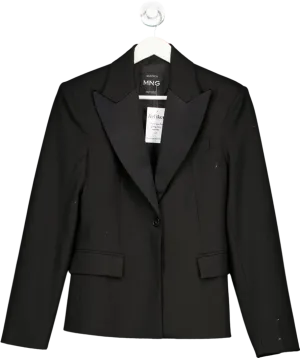 MANGO Black Wool Blend Blazer UK S