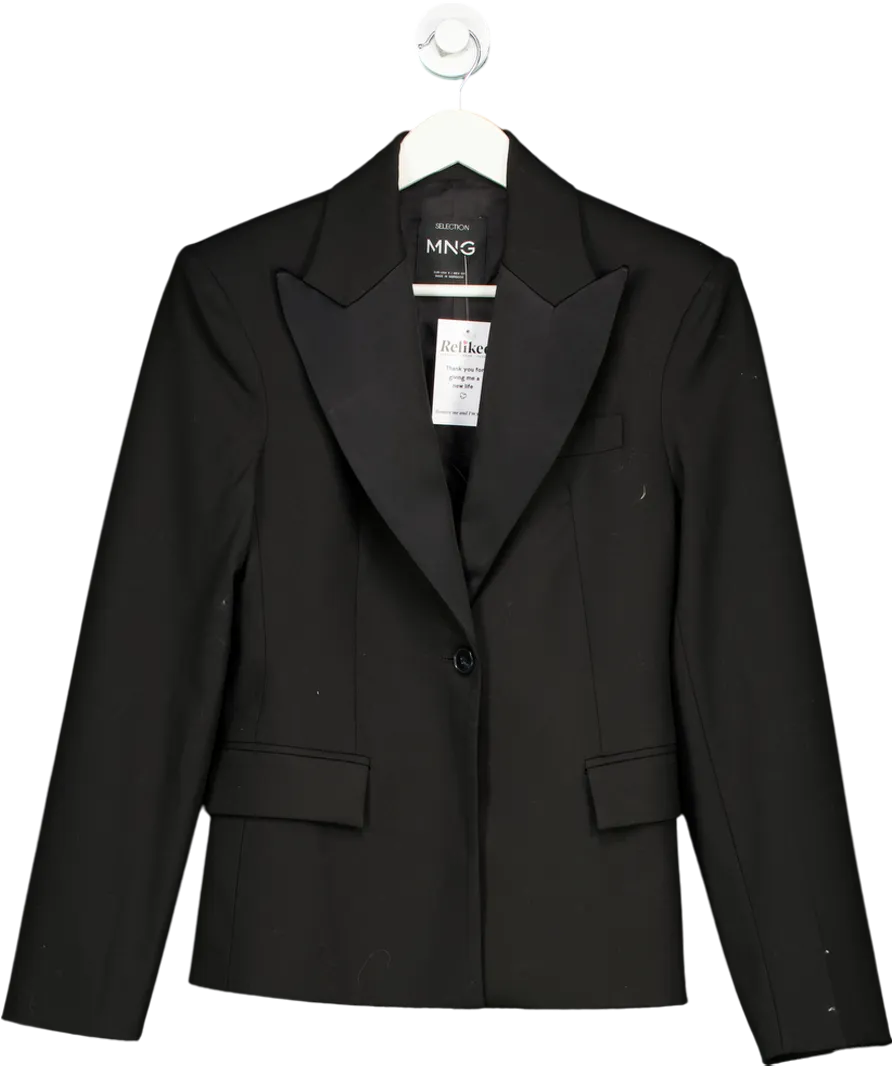 MANGO Black Wool Blend Blazer UK S