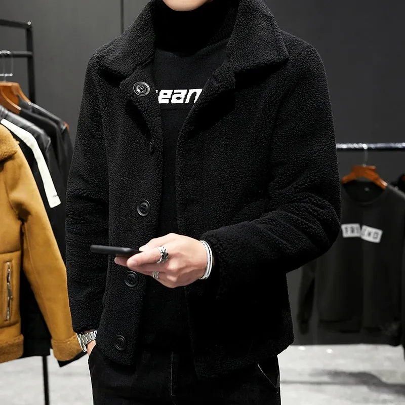 Men winter keep warm Woolen  Coats Men's granular woollen cloth Double sided Woolen Jackets Plus size S-4XL