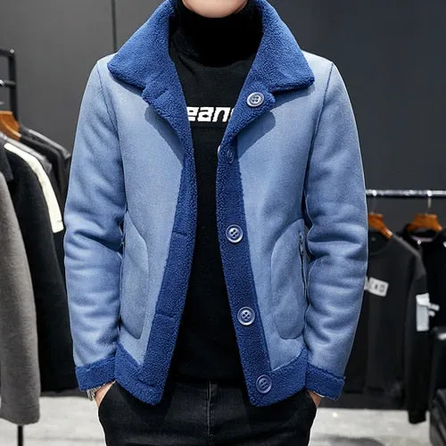 Men winter keep warm Woolen  Coats Men's granular woollen cloth Double sided Woolen Jackets Plus size S-4XL